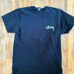 Stussy Black Short-Sleeve Crewneck Tee with Small Logo